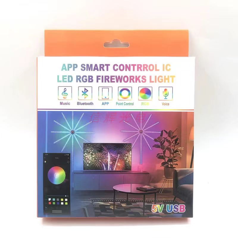 LED smoke and flower light strip, 5V multi-mode light wave, music voice control, intelligent APP, festive atmosphere, running and flowing light strip details Picture