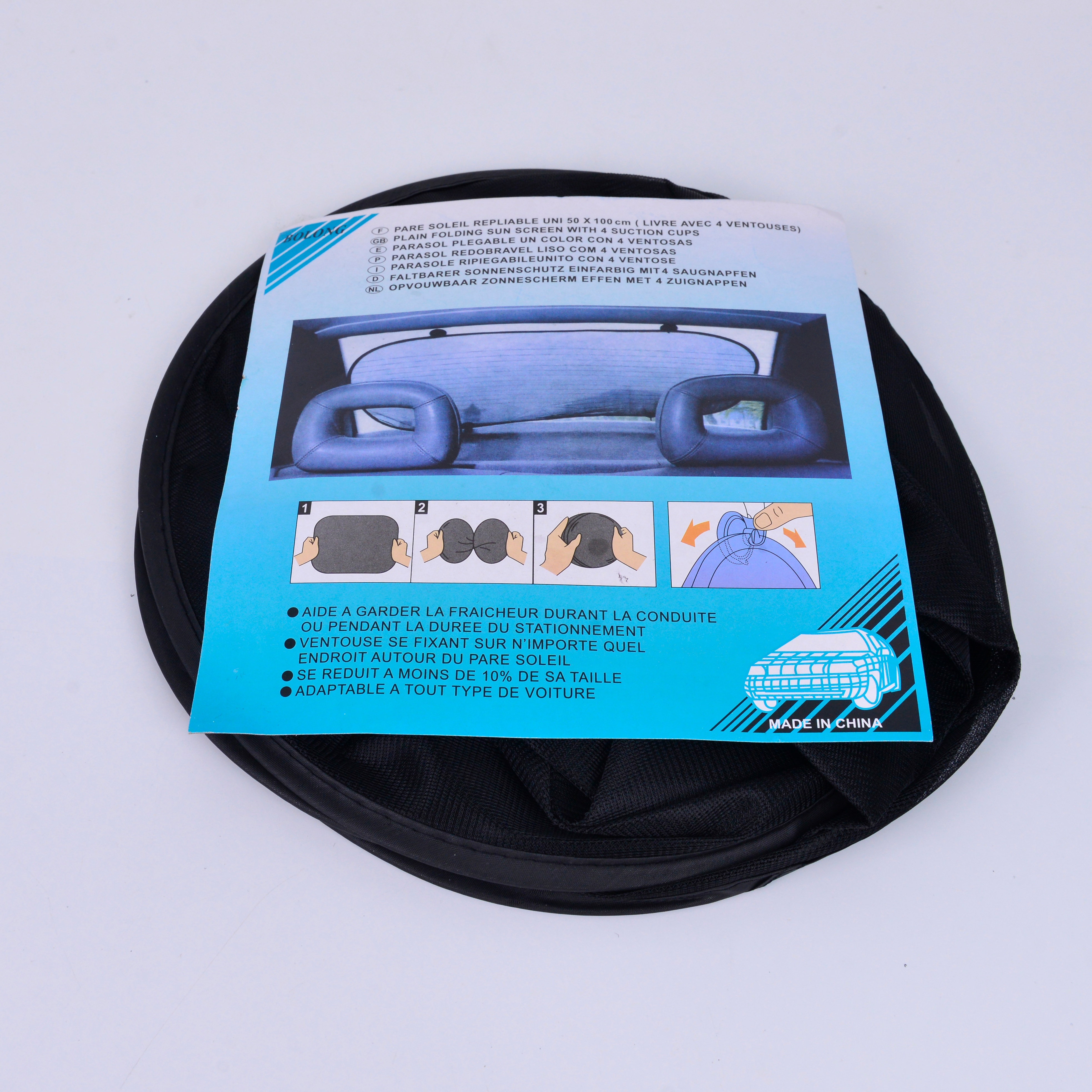Car sunshade ring black mesh sunshade summer heat insulation sunshade sunblock inside the car window back file 100*50cm 1pc QW car decoration QW12 full figure