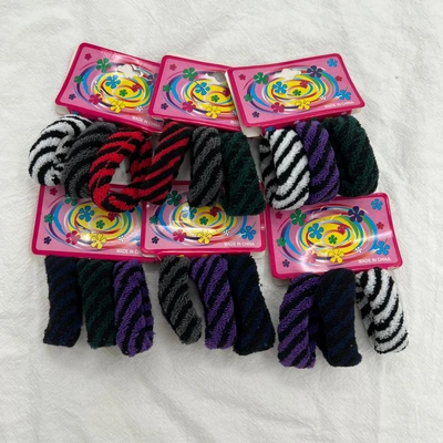 New Korean thick jointless towel ring hair ring high stretch jacquard wave grid hair string leather case thumbnail