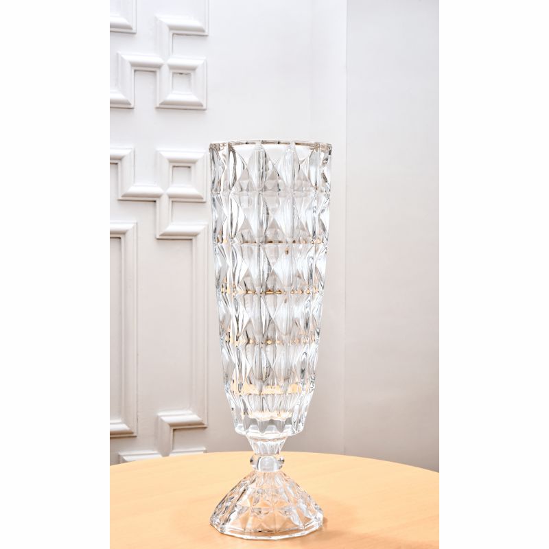 Yuxing Glass Large Vase Thickened crystal glass vase ornament, creative living room flower arrangement transparent water-grown rose decorative ornament pic 12