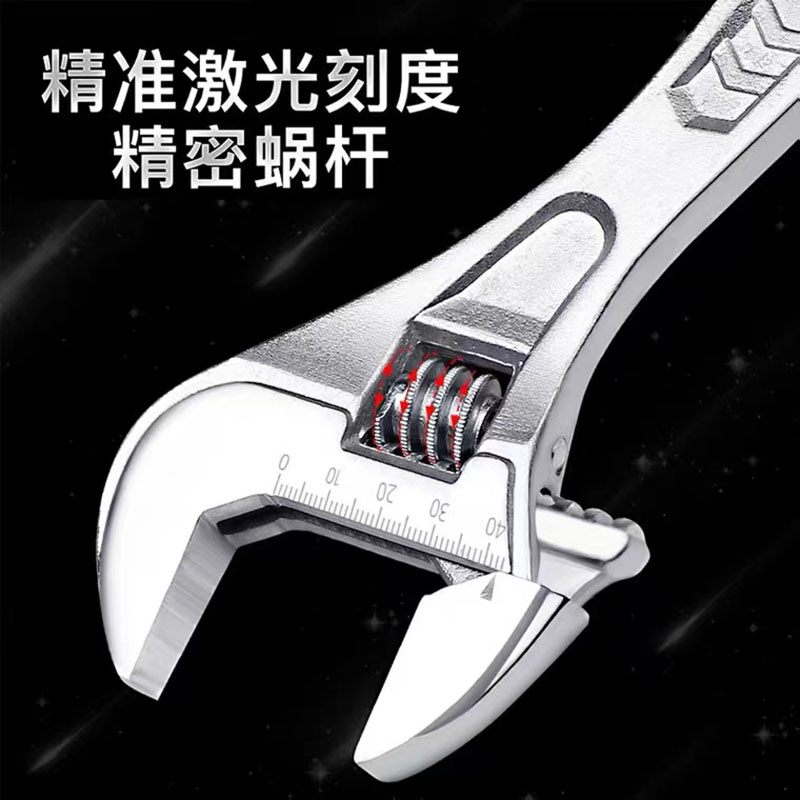 Open adjustable wrench multi-functional tool, large opening short handle adjustable pipe wrench, universal 8, 10, 12-inch board pic 3