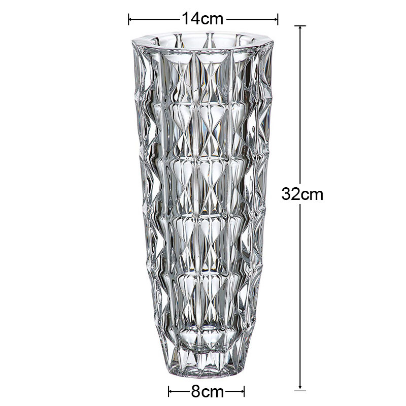 Yuxing Glass Large Vase Thickened crystal glass vase ornament, creative living room flower arrangement transparent water-grown rose decorative ornament pic 5