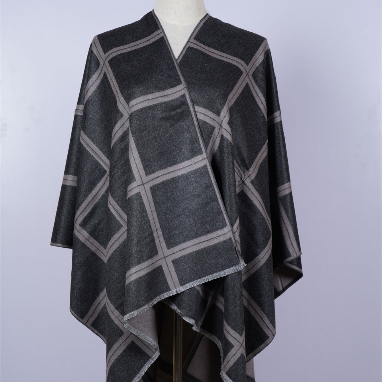 New Vision winter ladies scarfs and stoles plaid printed pleated warm pleated design shawls thumbnail