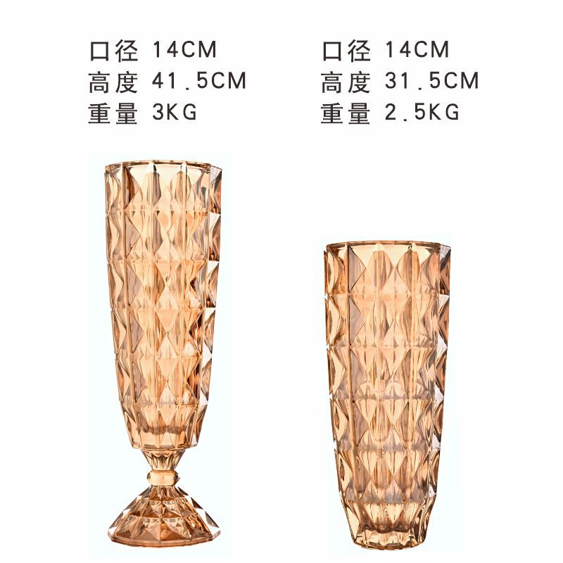 Yuxing Glass Large Vase Thickened crystal glass vase ornament, creative living room flower arrangement transparent water-grown rose decorative ornament pic 16