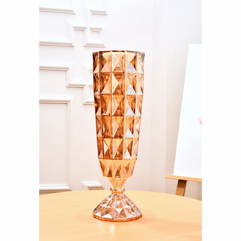 Yuxing Glass Large Vase Thickened crystal glass vase ornament, creative living room flower arrangement transparent water-grown rose decorative ornament pic 13