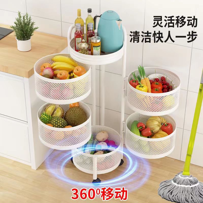 可拆卸厨房方形旋转落地置物架多功能水果蔬菜置物架零食收纳架详情10