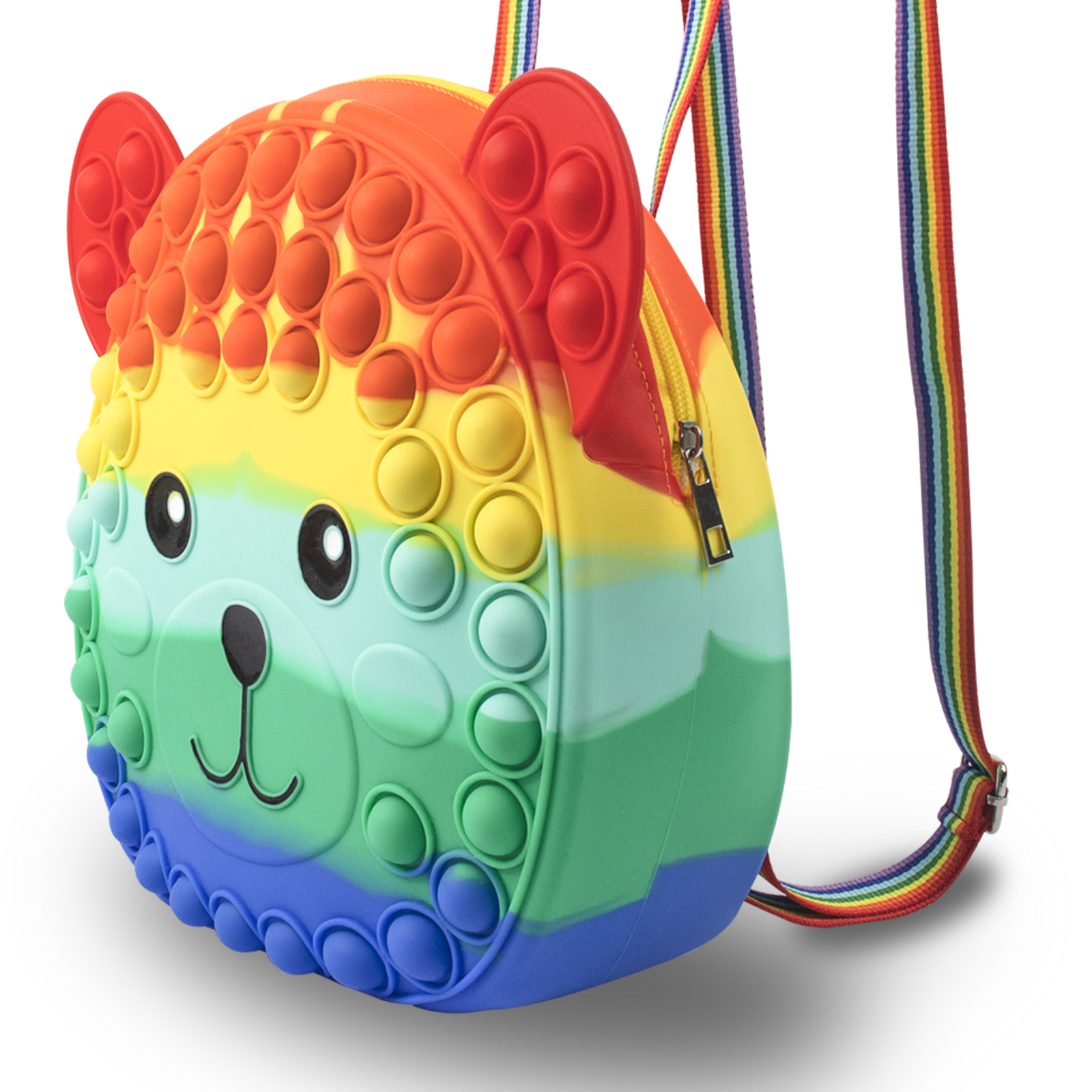 Pop Fidget Bear Backpack, Push Popper School Shoulder Bag, Anti-Pressure Pop-Pop Knapsack, Adjustable Strap Sensory Silicone Bubble Rucksack, ADHD Stress Relief Gifts for Girls Women Kids thumbnail