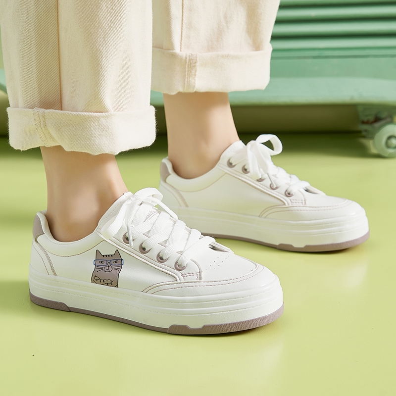 People's cat fashion sports small white shoes spring new retro versatile style women's shoes