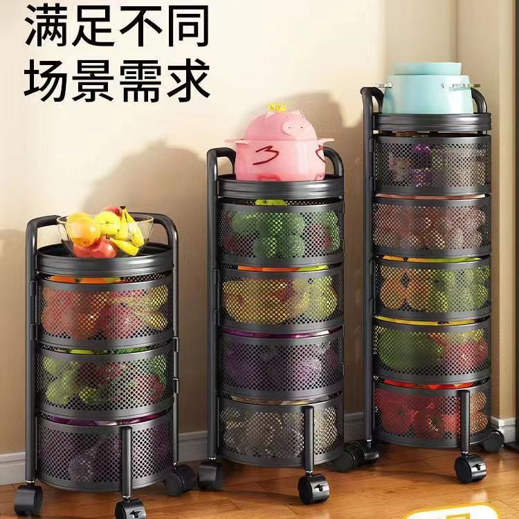 可拆卸厨房方形旋转落地置物架多功能水果蔬菜置物架零食收纳架详情11