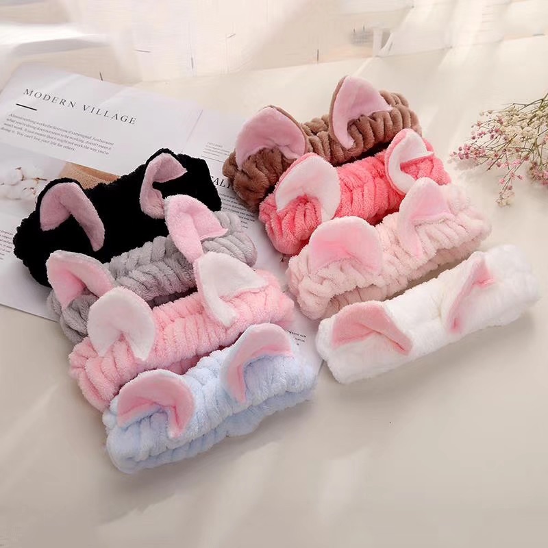 Korean version cat ear headband plush headband girls face makeup headband mask hair accessories thumbnail