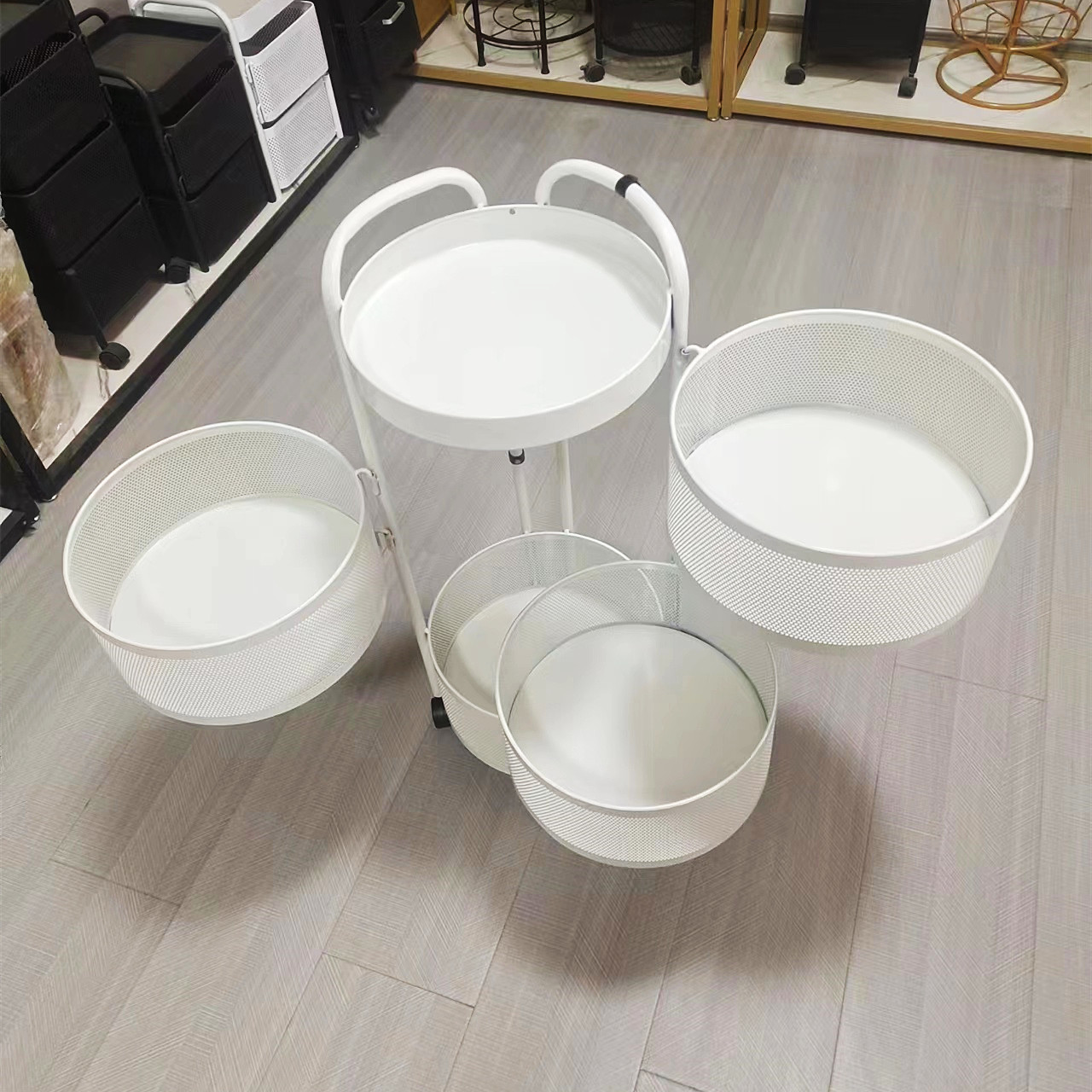 可拆卸厨房方形旋转落地置物架多功能水果蔬菜置物架零食收纳架详情7
