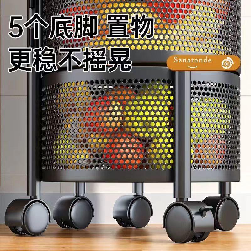 可拆卸厨房方形旋转落地置物架多功能水果蔬菜置物架零食收纳架详情2