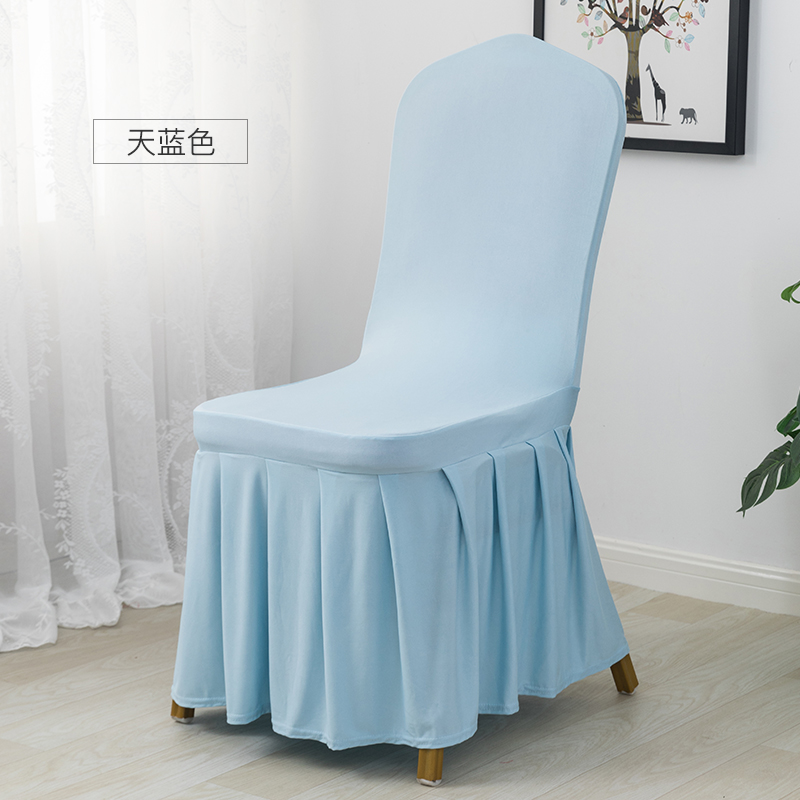 吕字家具-白色长百褶裙弹力椅套酒店饭店椅子套罩餐厅宴会婚庆餐椅垫凳子套详情12