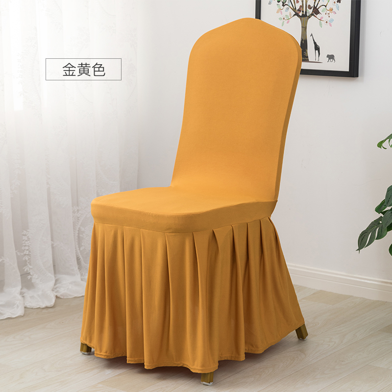 吕字家具-白色长百褶裙弹力椅套酒店饭店椅子套罩餐厅宴会婚庆餐椅垫凳子套详情13