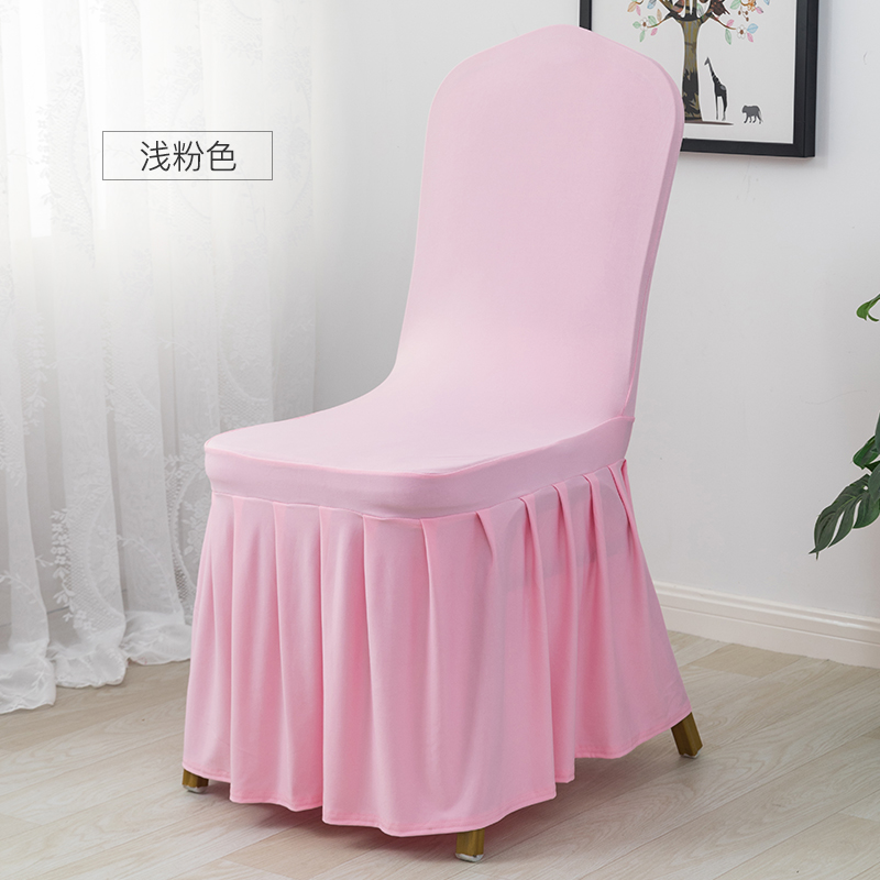 吕字家具-白色长百褶裙弹力椅套酒店饭店椅子套罩餐厅宴会婚庆餐椅垫凳子套详情7