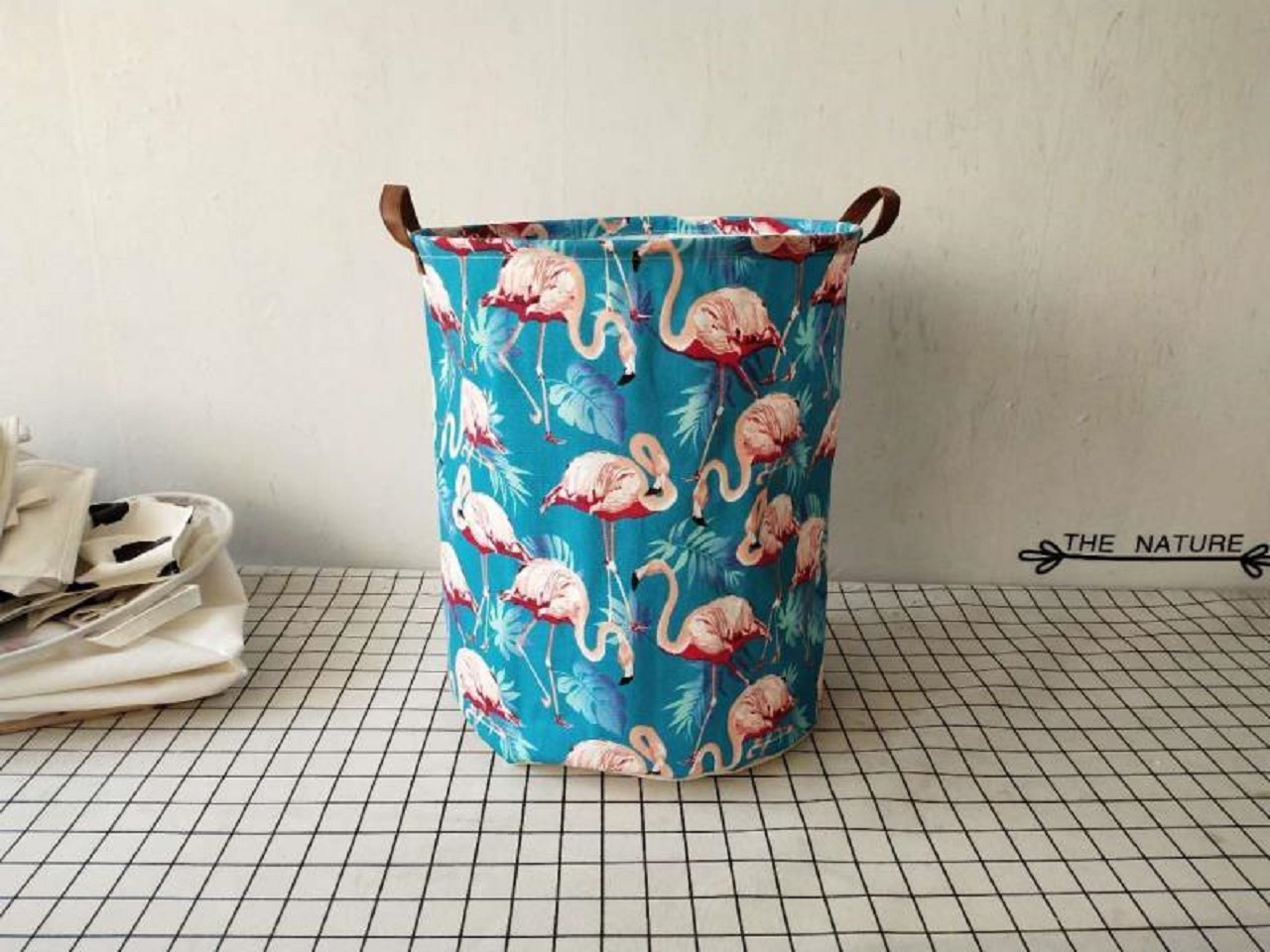 印花收纳袋，收纳场景，书房，客厅，阳台，卧室，棉麻材质详情2