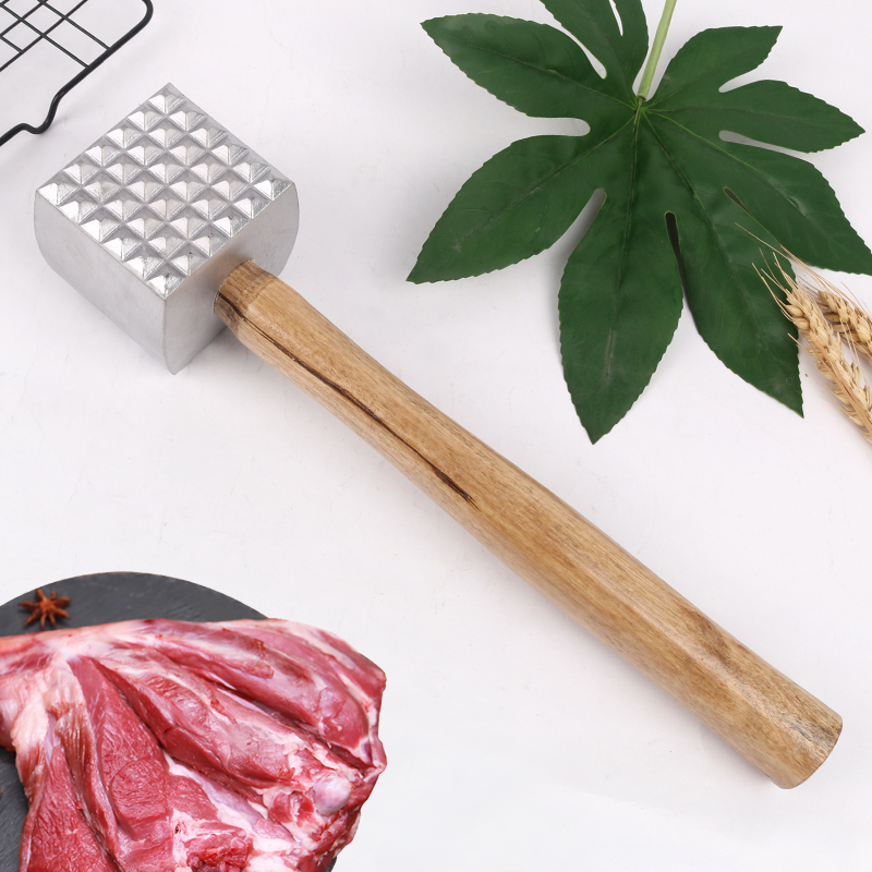 木柄方形牛排锤 凸起松肉牛排猪肉嫩肉碎肉铝合金打肉锤详情2