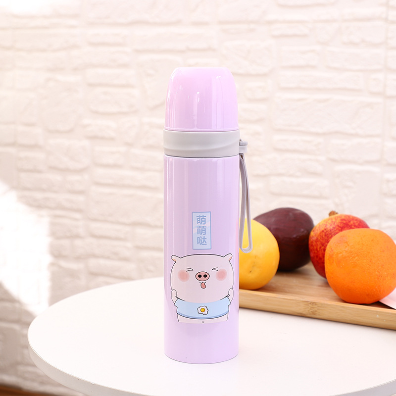 Plastic hanging, bullet-shaped insulated cup, insulated cup cartoon water cup, bullet-shaped insulated cup, student water bottle, double-layer stainless steel vacuum cup details Picture