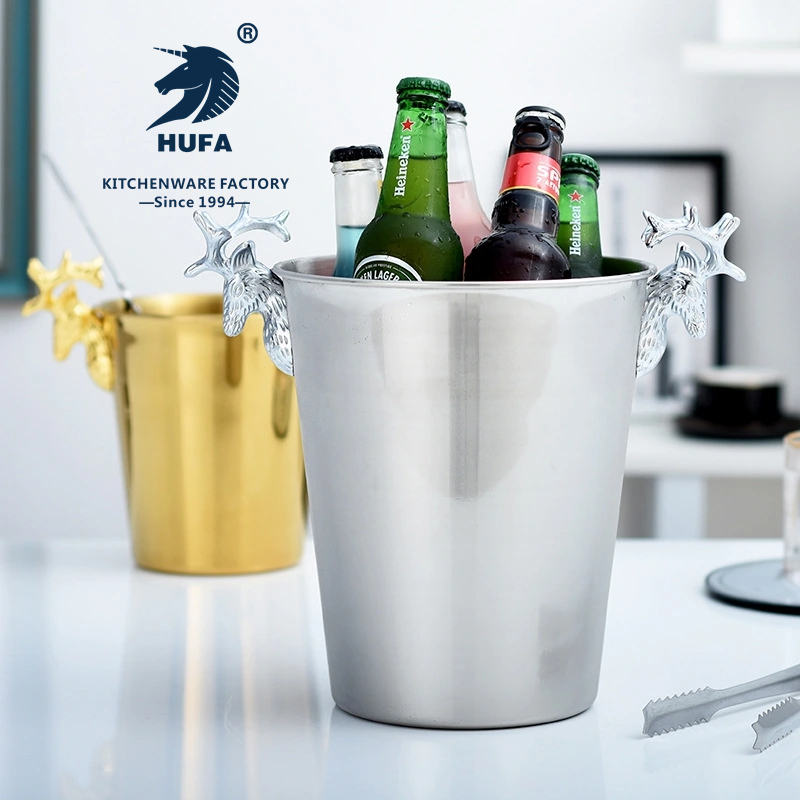 Ice bucket Golden deer head stainless steel ice bucket Red wine ice kernels wine bucket Bar supplies stainless steel ice bucket beer bucket ice bucket ice wine bucket Champagne bucket metal ice bucket metal beer bucket thumbnail