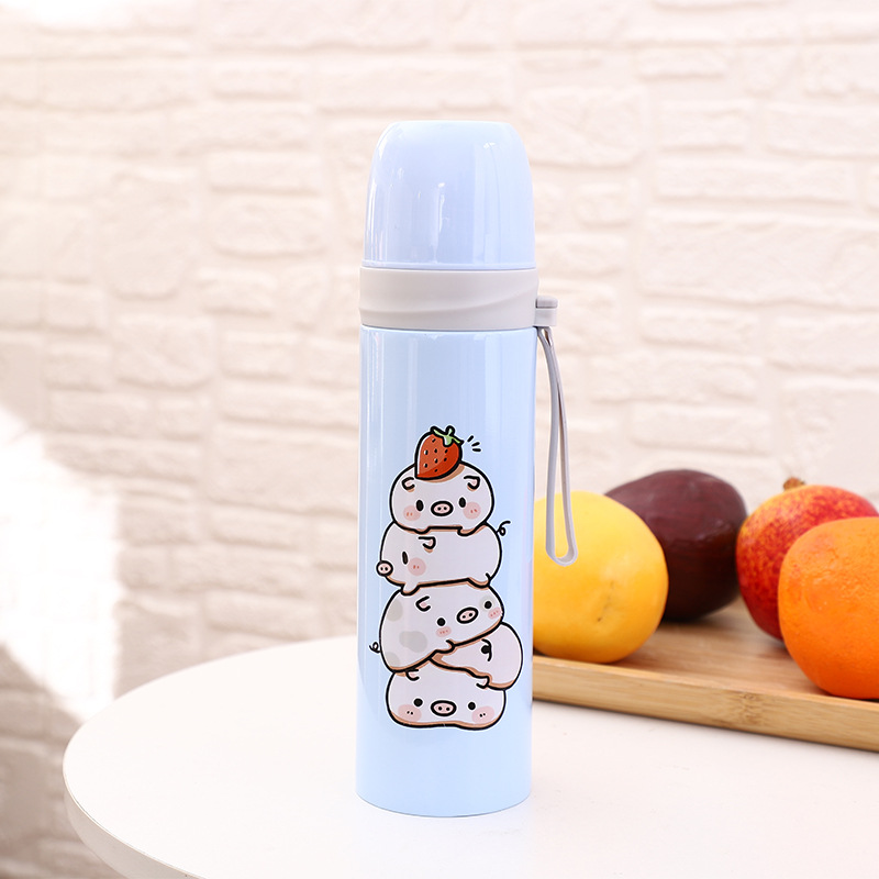 Plastic hanging, bullet-shaped insulated cup, insulated cup cartoon water cup, bullet-shaped insulated cup, student water bottle, double-layer stainless steel vacuum cup Specification drawing