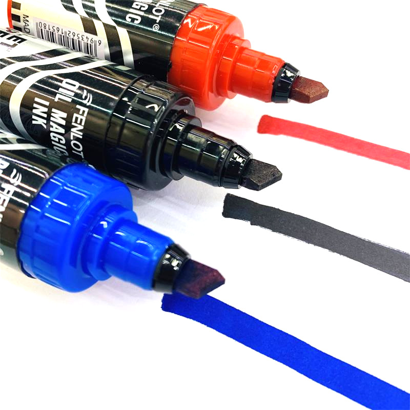 FENLOT marker oil knife tip big pen Express delivery shipping mark pen black red blue marker details Picture