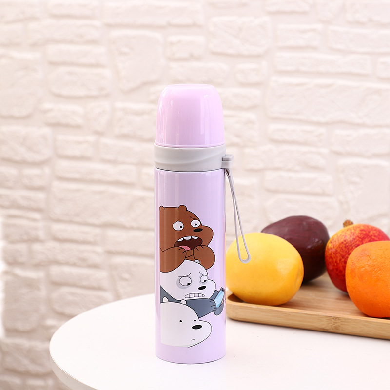 Wholesale of plastic hanging, bullet-shaped insulated cups, children's insulated cups, cartoon water cups, bullet-shaped insulated cups, student water bottles, double-layer stainless steel vacuum cups Specification drawing