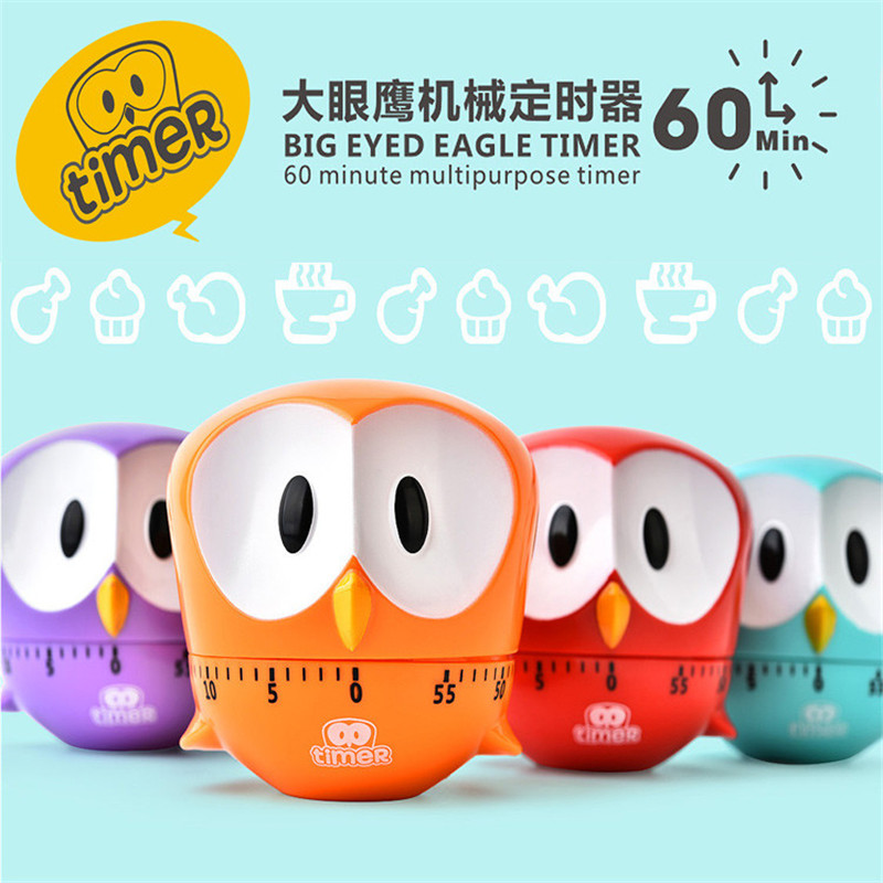 机械计时器RB-520新款卡通大眼猫头鹰定时器可爱呆萌厨房美容午睡计时器