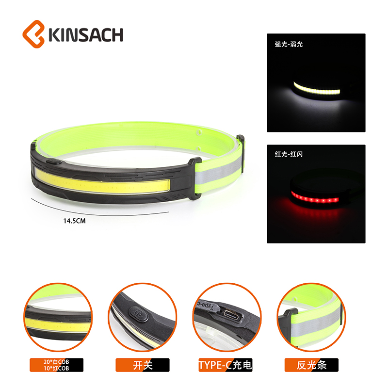 New night fishing headlamp cob lighting outdoor headlamp with four-speed variable light, outdoor waterproof morning running headlamp details Picture