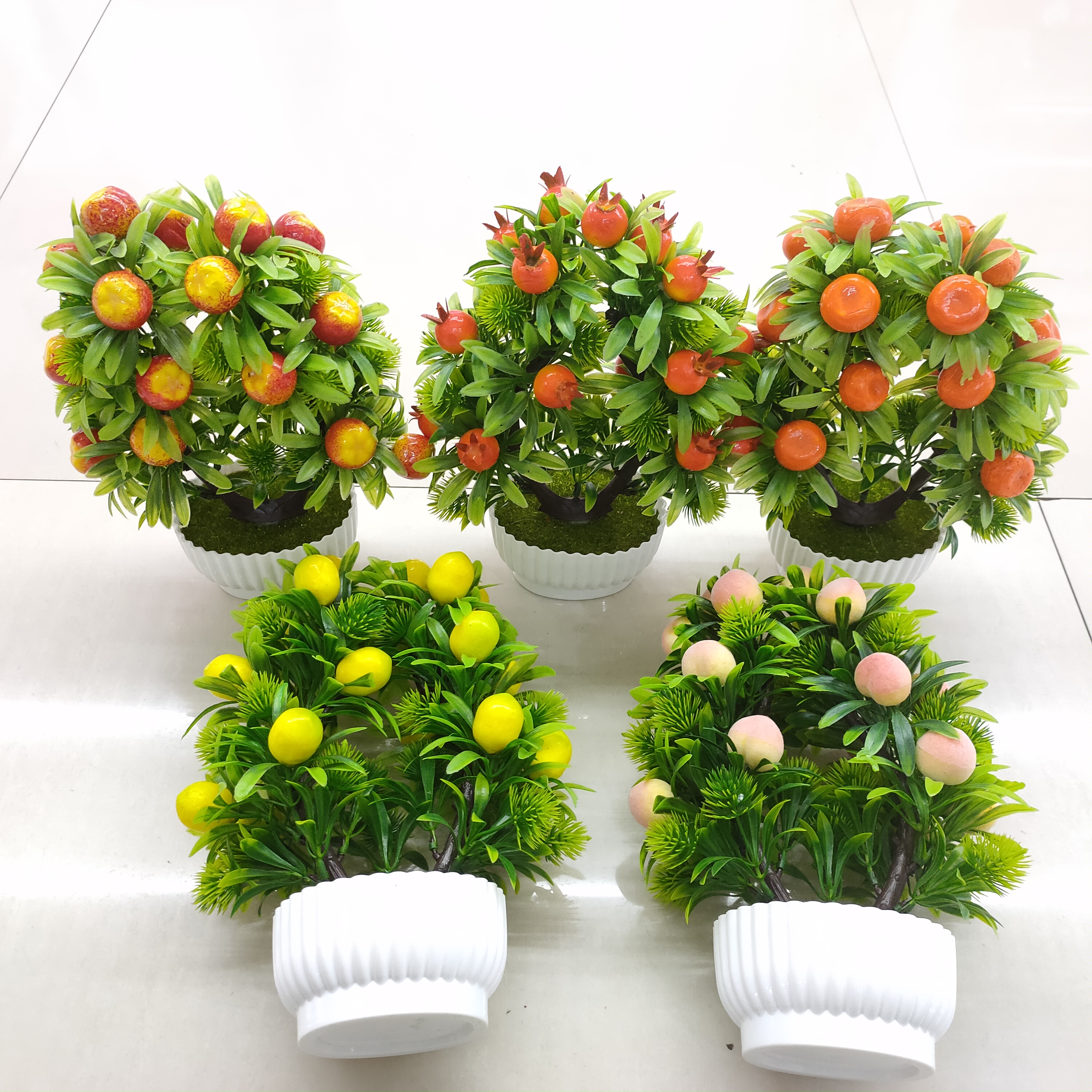 HUAHUA Simulation flower white plastic pot fruit bonsai decoration