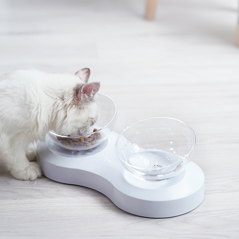 Xiaoyi's new cat bowl is an adjustable 20° slanted transparent pet product, a cat food bowl, a water dispenser, and a double bowl for water, food and cats details Picture