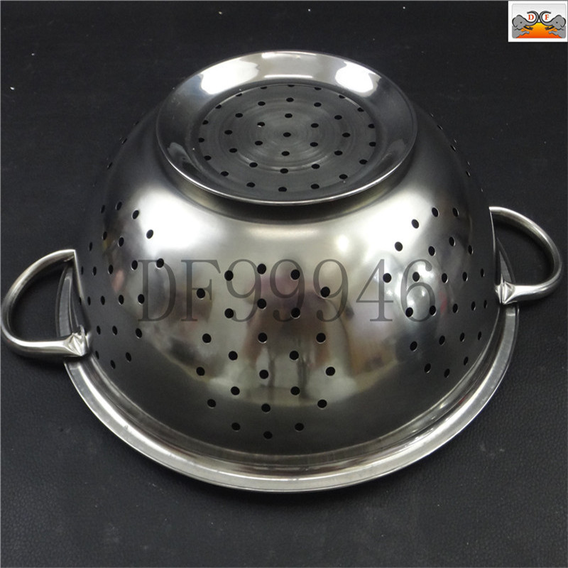 DF99946厚款水果篮 不锈钢洗米筛带脚底盘双耳淘米洗菜沥水盆水果篮淘米盆水果篮DF TRADING HOUSE详情4