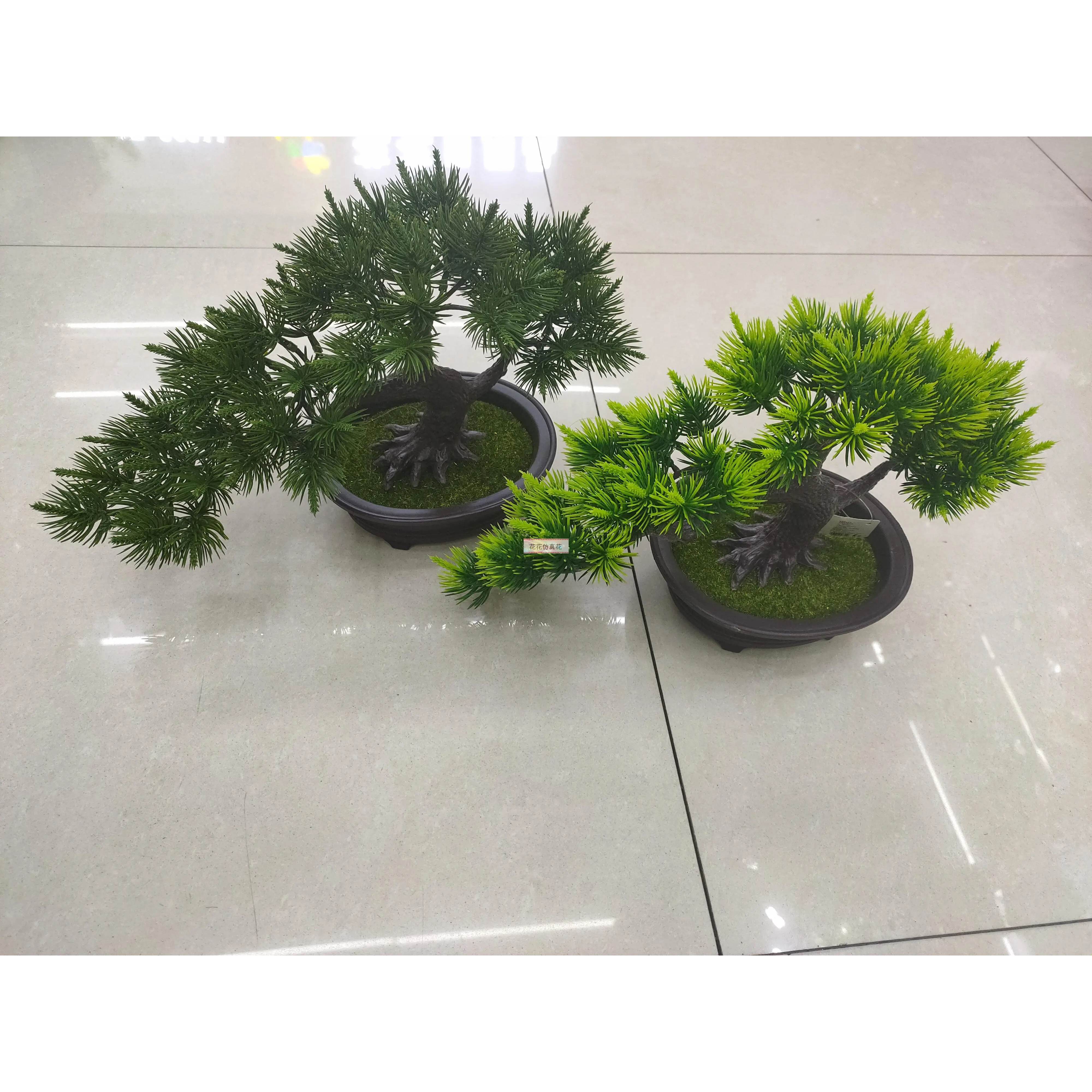 HUAHUA Simulation plant black pot bent rod longevity pine cone bonsai