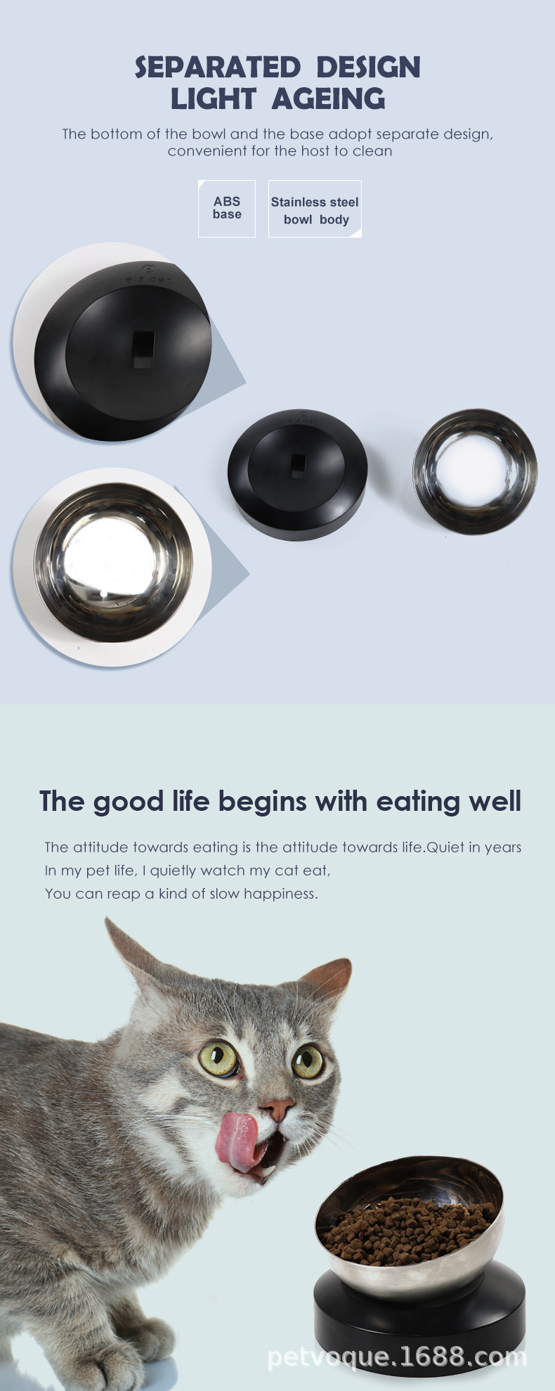 Xiaoyi Future Cat Bowl, adjustable bowl, single bowl for drinking, pet supplies, slanted stainless steel cat and dog food bowl pic 4