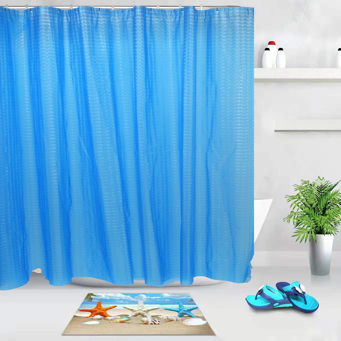 Bathroom bath curtain cloth waterproof and mildew-proof thickened bathroom partition curtain bath block curtain curtain thumbnail