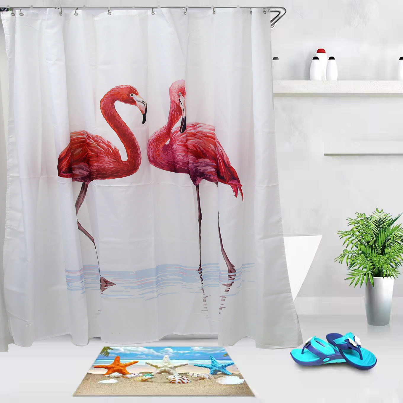 Bathroom bath curtain cloth waterproof and mildew-proof thickened bathroom partition curtain bath block curtain curtain hanging curtain thumbnail