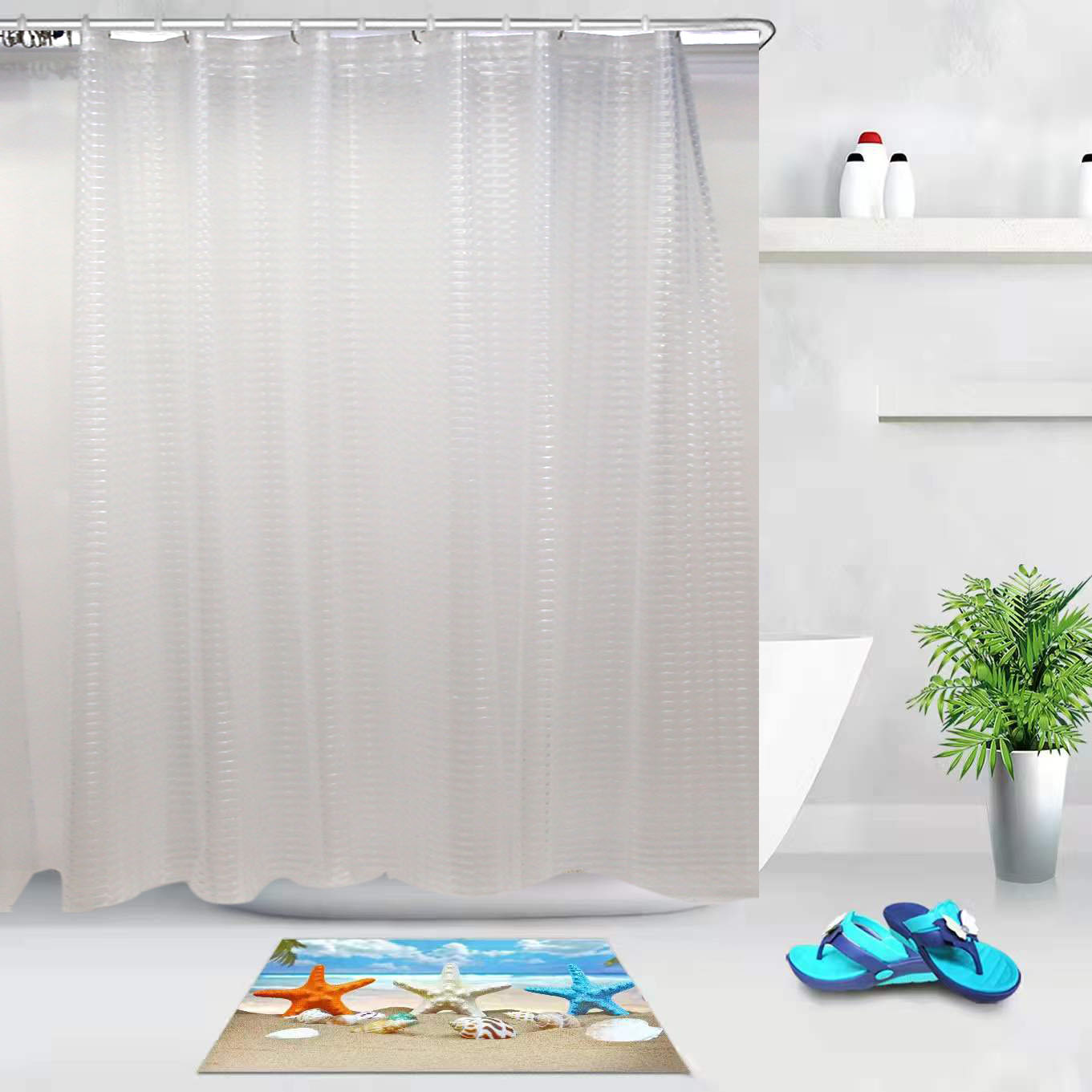 Toilet bath curtain cloth waterproof and mildew proof bathroom partition curtain bath block curtain window thumbnail