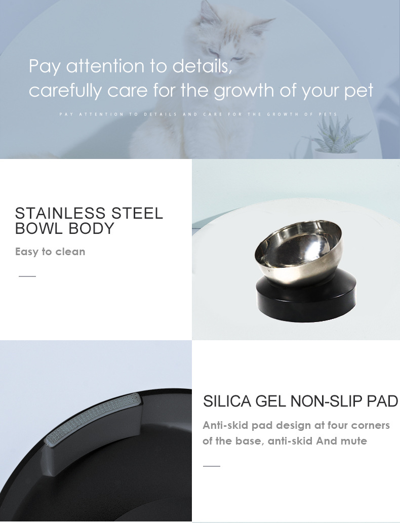 Xiaoyi Future Cat Bowl, adjustable bowl, single bowl for drinking, pet supplies, slanted stainless steel cat and dog food bowl pic 6