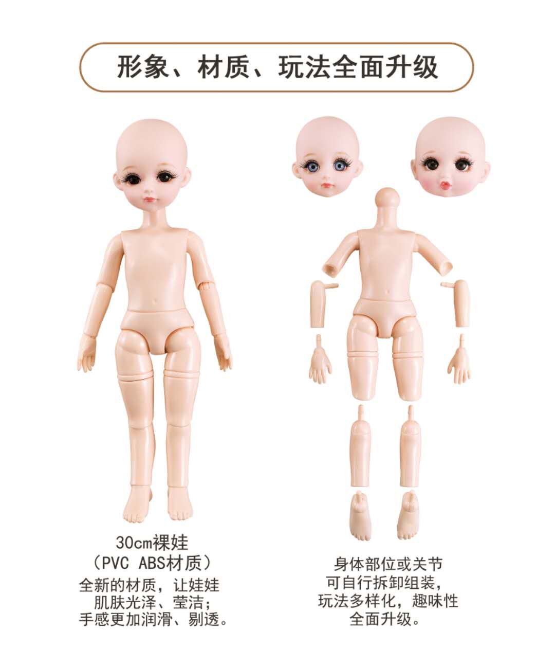 精致好看芭妮比娃娃仿真婚纱裙唯美可爱小礼品玩具关节娃娃详情1