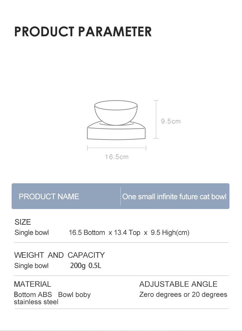 Xiaoyi Future Cat Bowl, adjustable bowl, single bowl for drinking, pet supplies, slanted stainless steel cat and dog food bowl pic 5