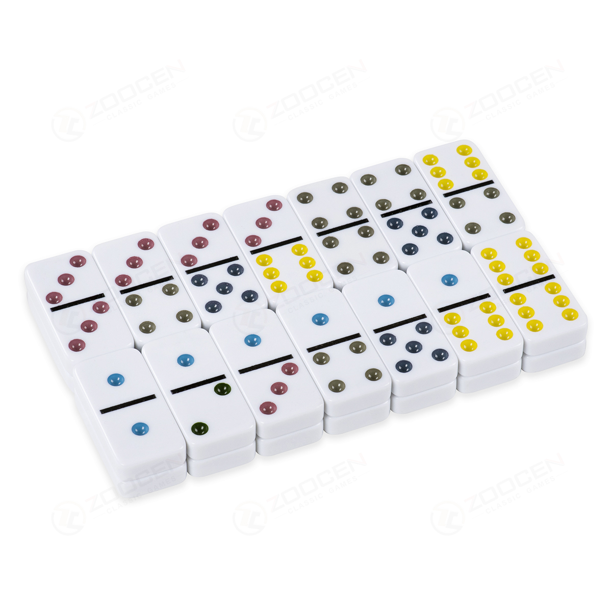 硬纸盒包装双六白彩多米诺套装 Double 6 Color Dot Dominoes Set详情2