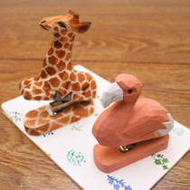 Handmade wooden animal mini stapler
