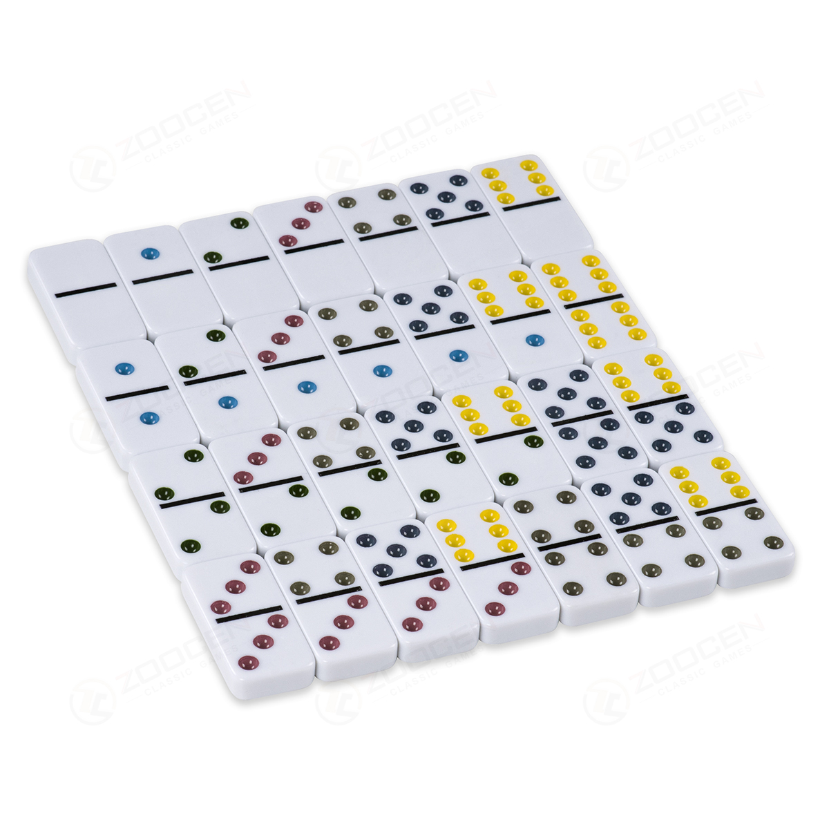 硬纸盒包装双六白彩多米诺套装 Double 6 Color Dot Dominoes Set详情1