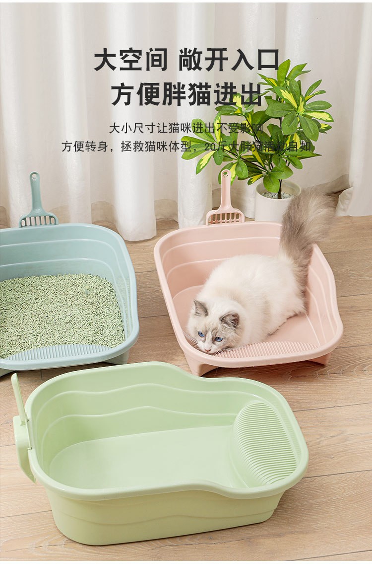 新款大号半封闭猫砂盆超大猫厕所加高猫砂盒送铲猫咪宠物用品工厂详情7