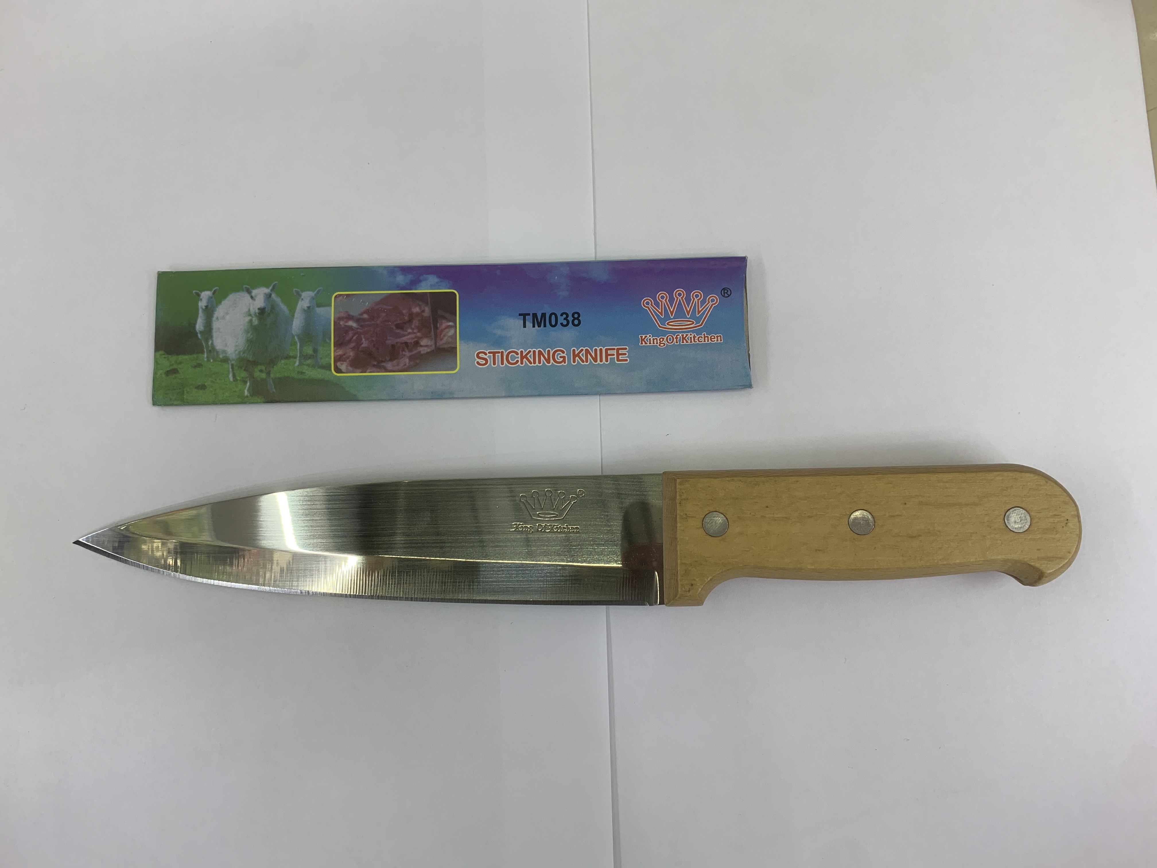 木柄不锈钢厨刀 屠宰刀 详情4