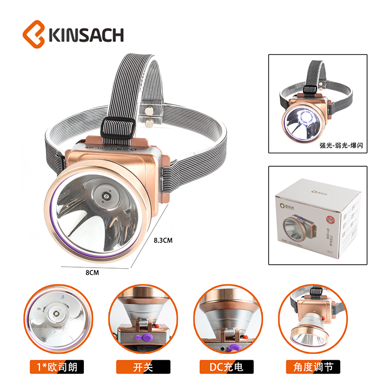 LED强光头灯 持久耐用户外头戴电筒 防水多功能头灯详情2