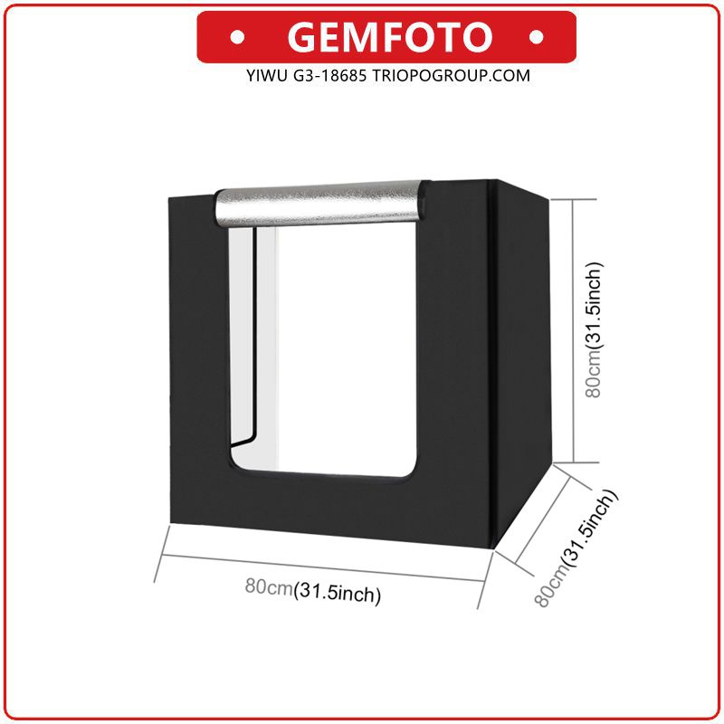 GEMFOTO PN80 80cm Folding Portable 80W 8500LM White Light Photo Lighting Studio Shooting Tent Box Kit with 3 Colors Backdrops details Picture