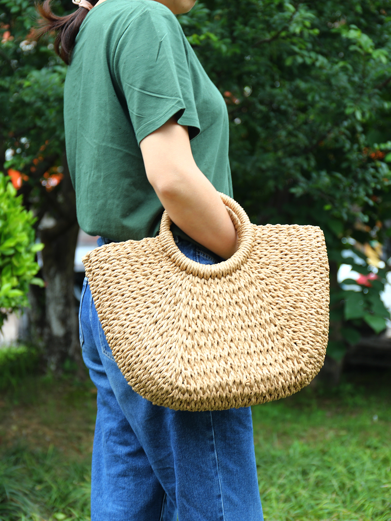 Forest department simple hand woven leisure holiday hand woven straw Bao Fu coconut 50