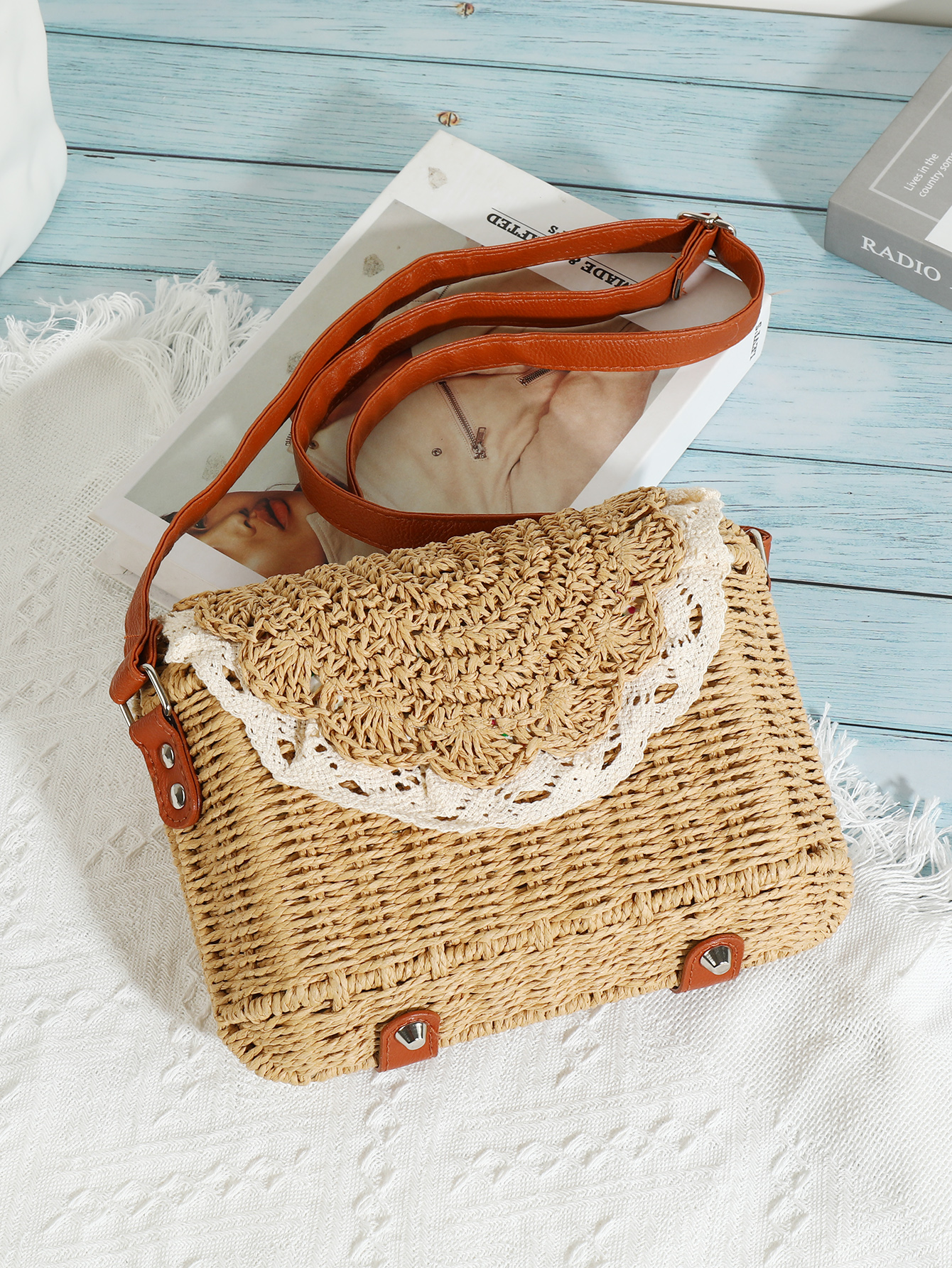 Simple hand - woven straw lace resort flip - over shell Fu Coconut 58