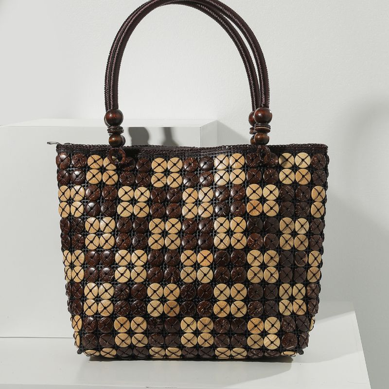 Boho Vintage Coconut shell beaded color Handheld Tote Baufu Coconut 27 Item Picture