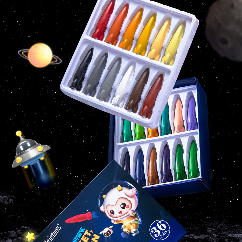 Paint children's best rocket crayon Kindergarten crayon 8/12/24/36 color non-touch plastic crayon Internet celebrity same style thumbnail